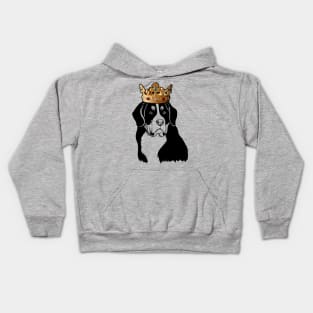 Bernese Mountain Dog King Queen Wearing Crown Kids Hoodie